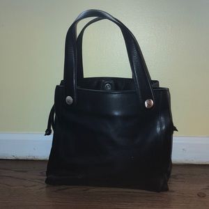 Black Leather Longchamp Bag